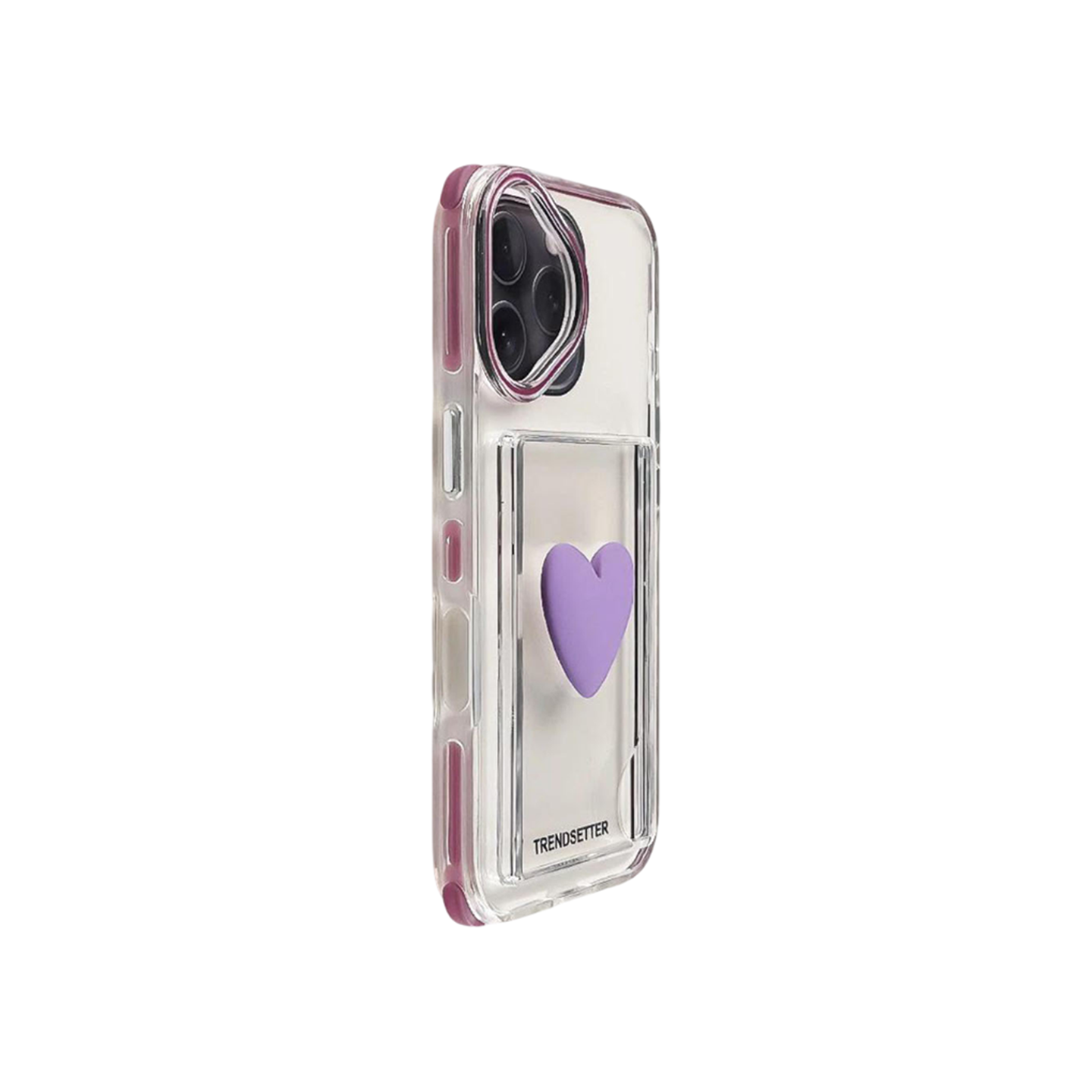 Colored Edge Heart Phone Case with Card Holder