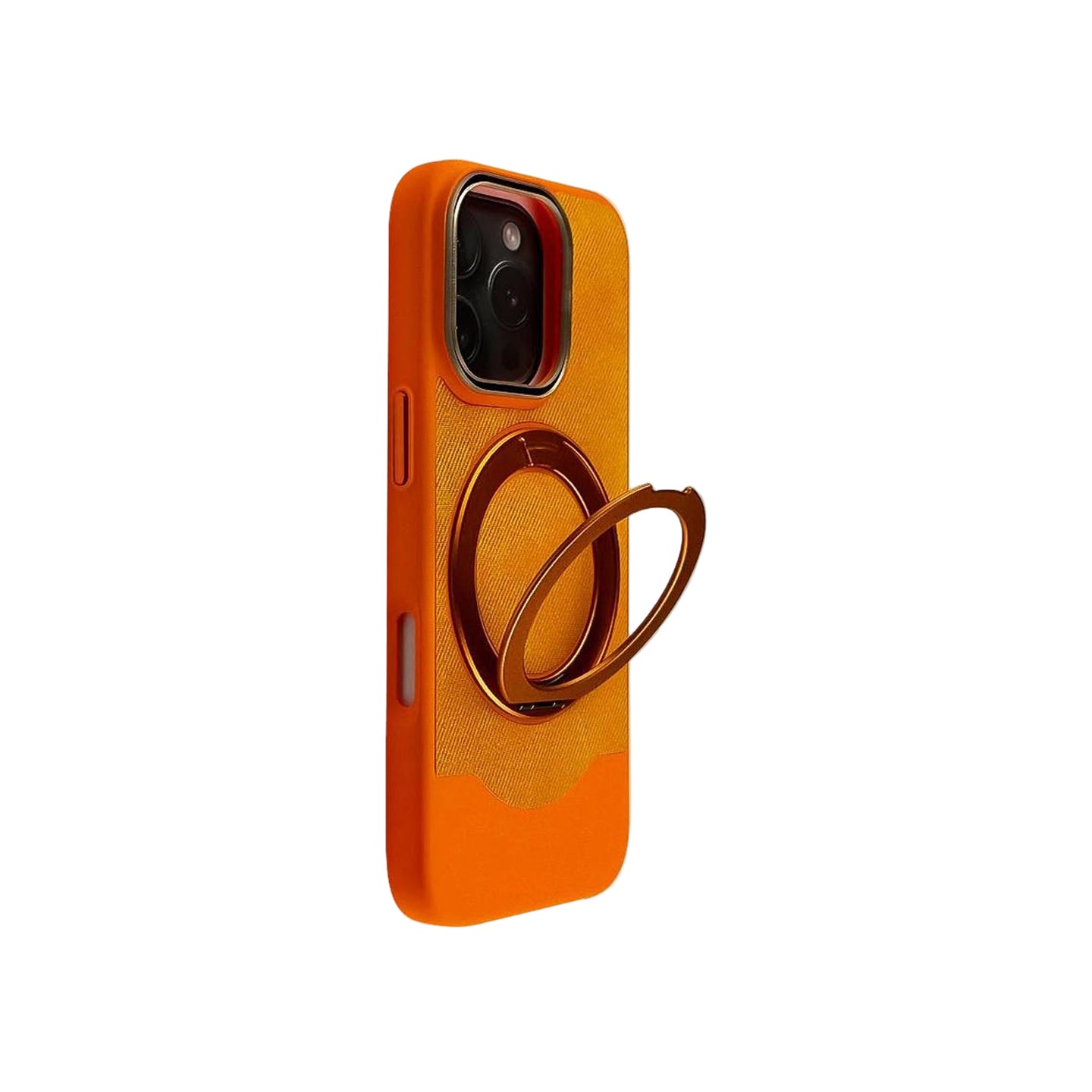 Matte PU Leather Case with Metallic Ring Stand & Camera Frame