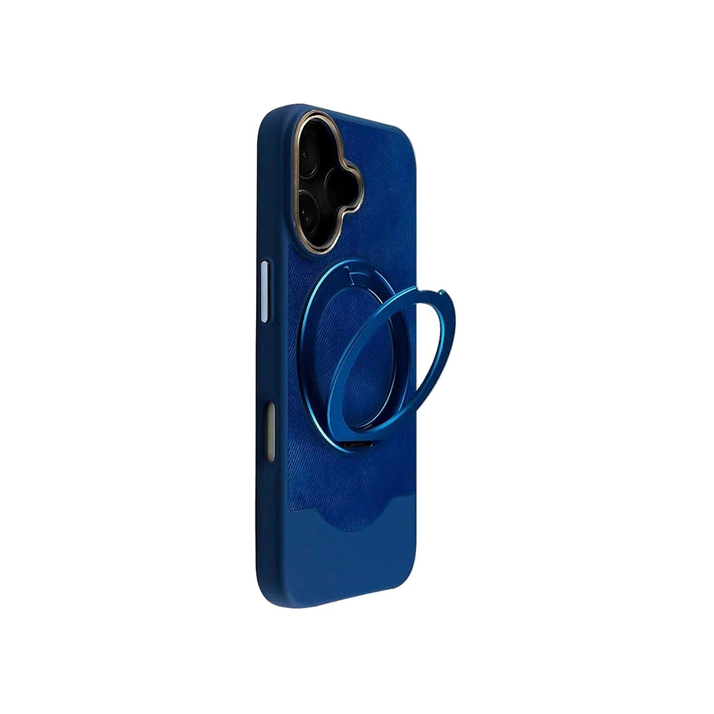 Matte PU Leather Case with Metallic Ring Stand & Camera Frame