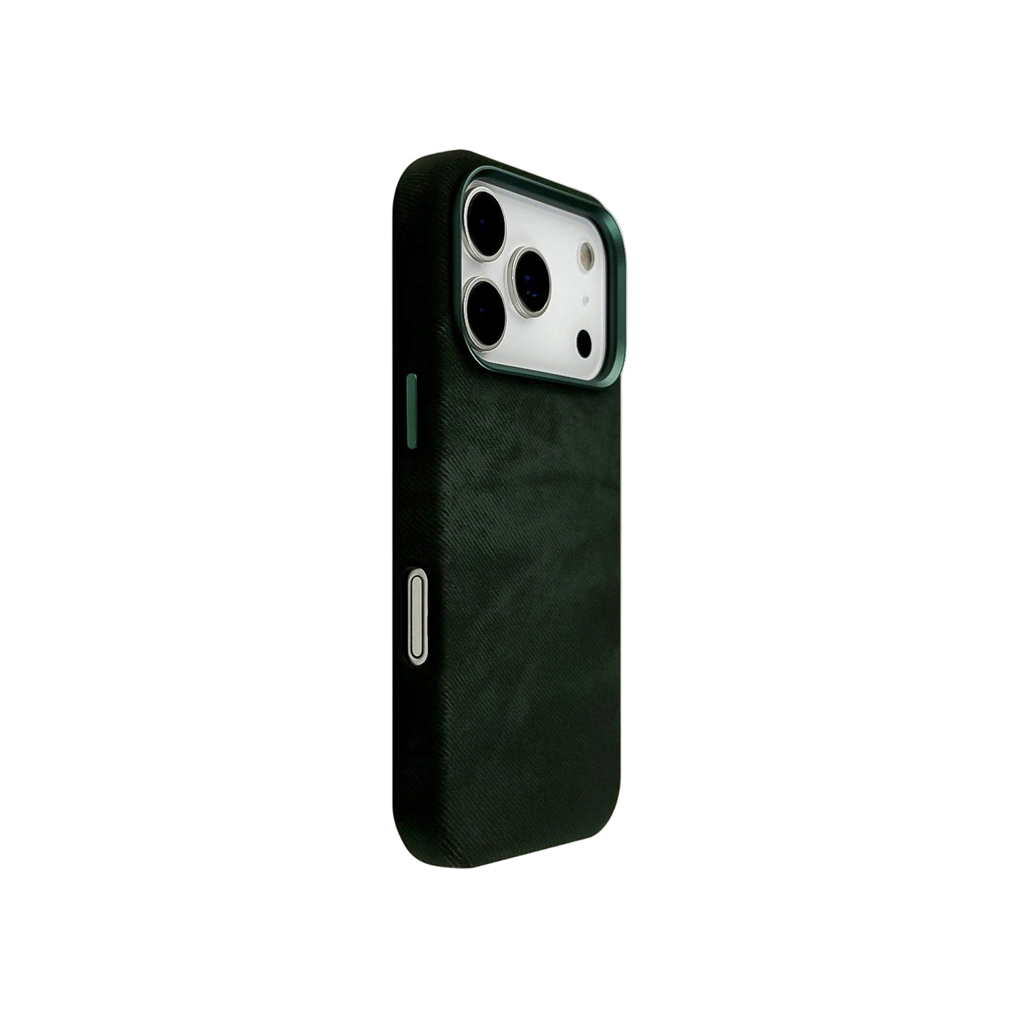 Textured Leather Phone Case with Metallic Buttons & Camera Frame