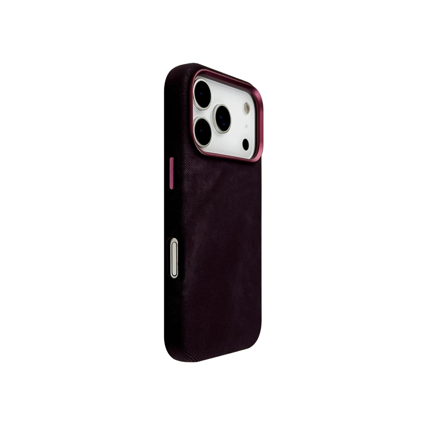 Textured Leather Phone Case with Metallic Buttons & Camera Frame