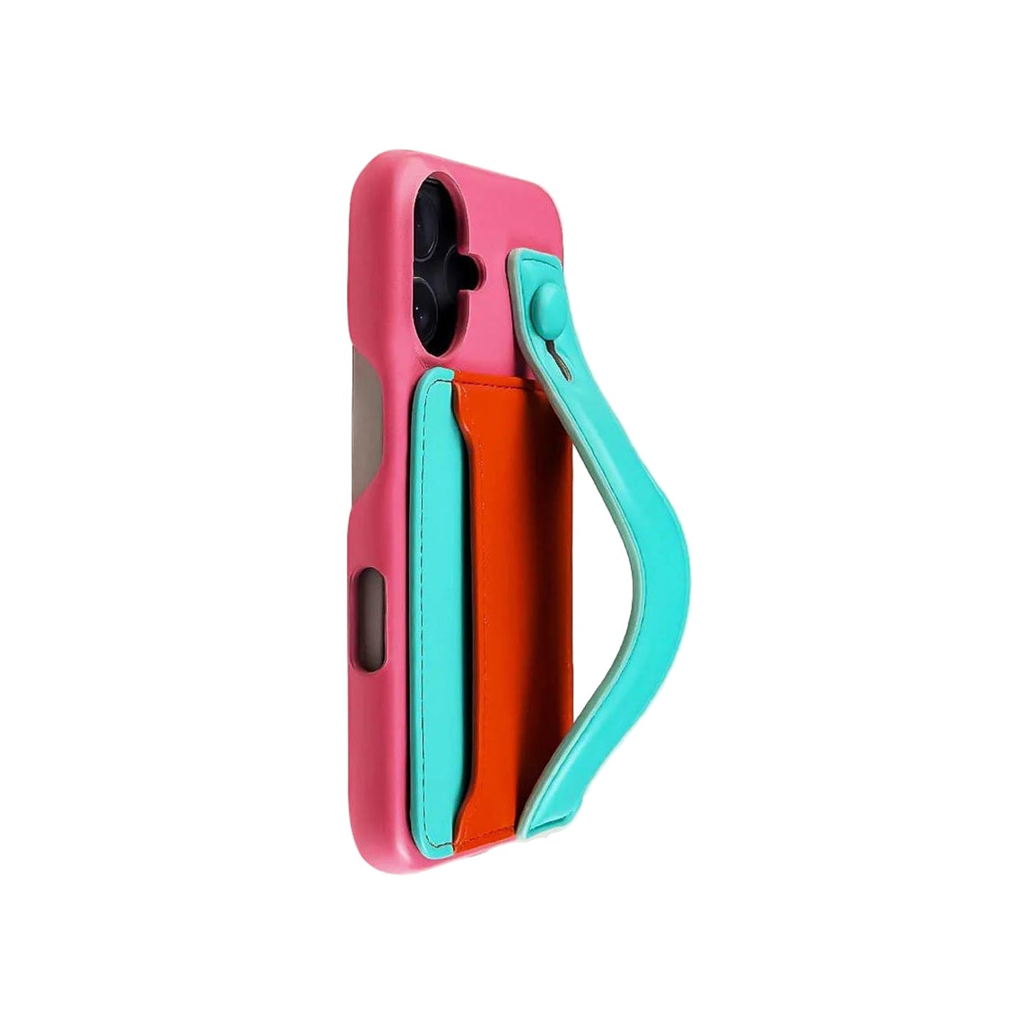 Multi Colored Case with Card Holder & Wrist Strap